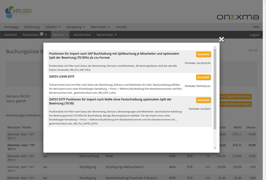 Export DATEV EXTF oder LODAS